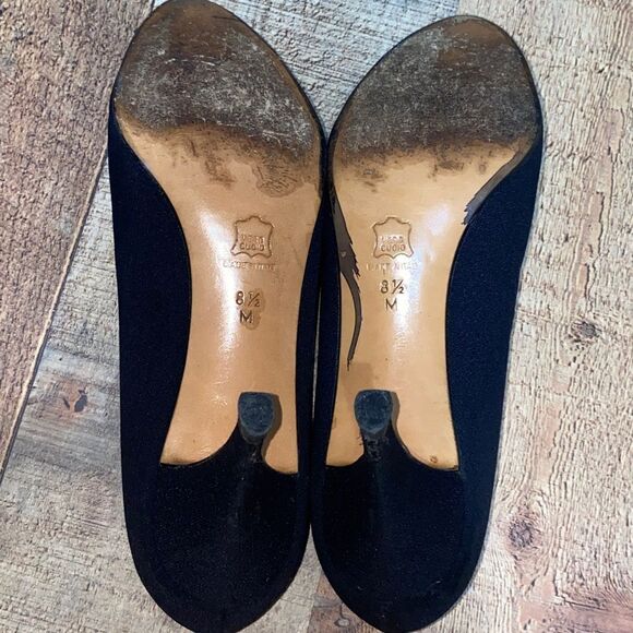 Yves Saint Laurent: elegant black satin pumps with rhinestoned bubble from 1980s - Picture 9 of 10